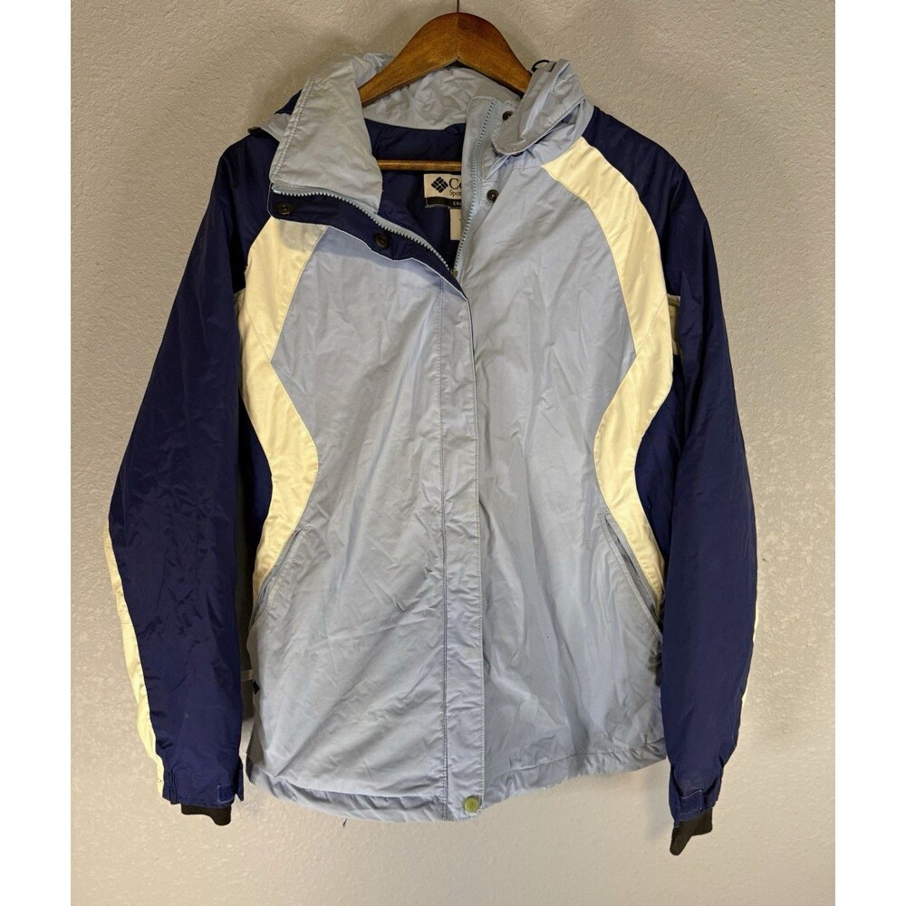 Columbia Women’s Colorblock Hooded Full Zip Windbreaker Jacket Size L Blue